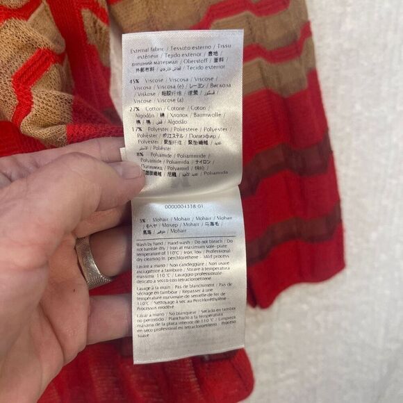 Missoni Orange Striped Knit Open Front Long Sleeve Cardigan Sweater Size 42 - Picture 4 of 8